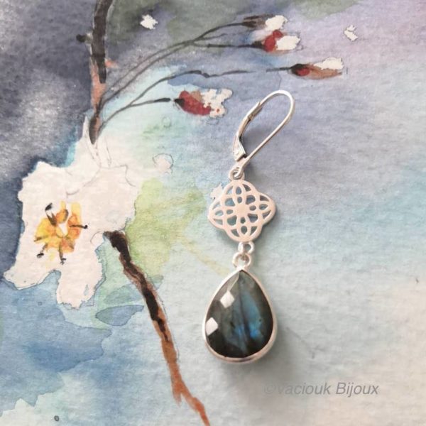 boucles d'oreilles sakura labradorite